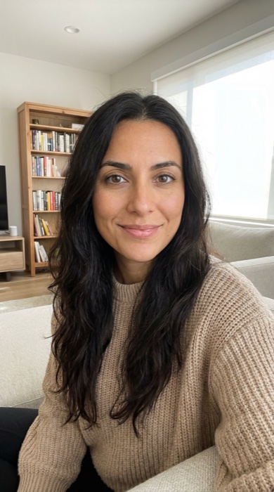 Elena, a digital creator, delivering a scripted product video
