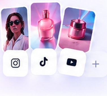 Three delivered creatives over the Instagram, TikTok and YouTube marks, and a plus for the rest
