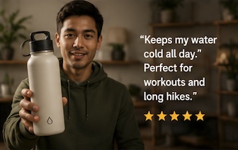 Generated creator clip: someone holding the product to camera with a pull quote beside it